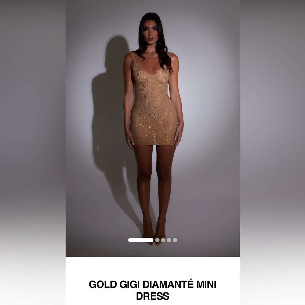 SLA the Label - GOLD GIGI DIAMANTÉ MINI DRESS